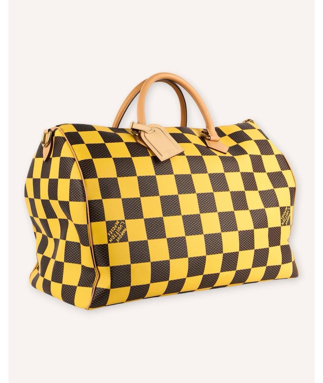 LOUIS VUITTON Желтая дорожная/спортивная сумка из канвы, фото 4