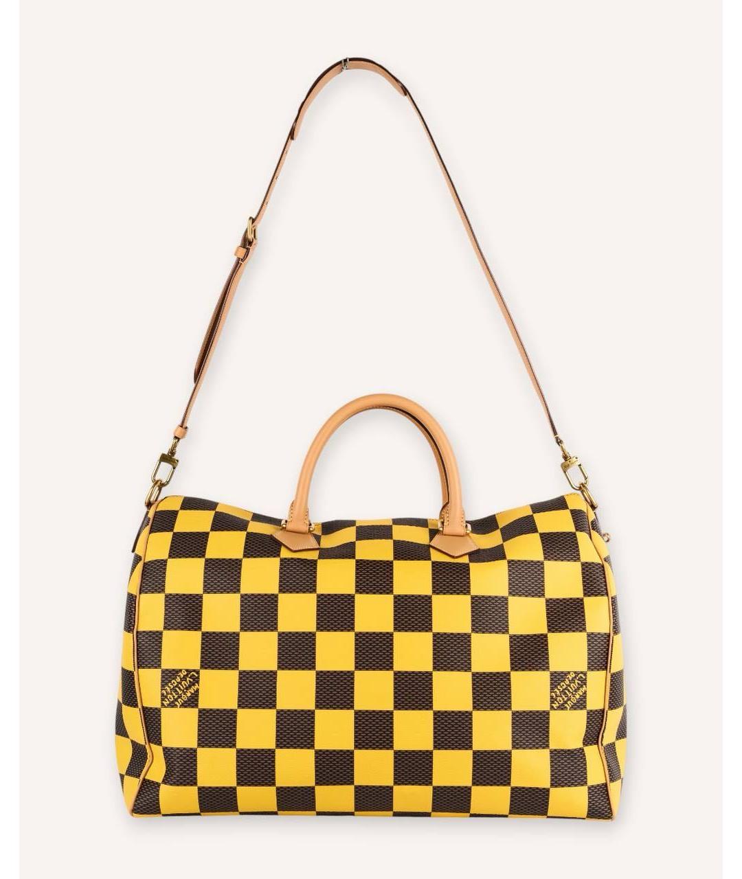 LOUIS VUITTON Желтая дорожная/спортивная сумка из канвы, фото 6
