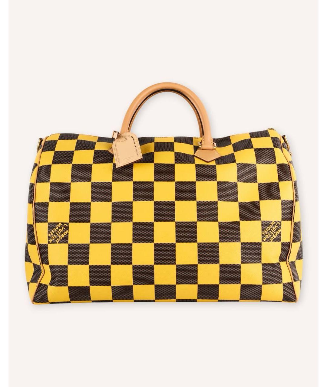 LOUIS VUITTON Желтая дорожная/спортивная сумка из канвы, фото 9