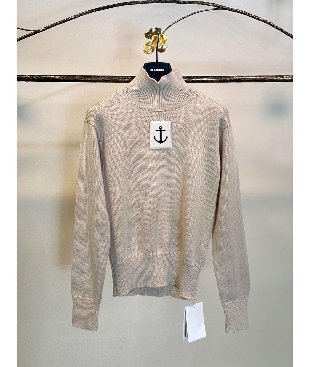 JIL SANDER Бежевый шерстяной джемпер / свитер, фото 6