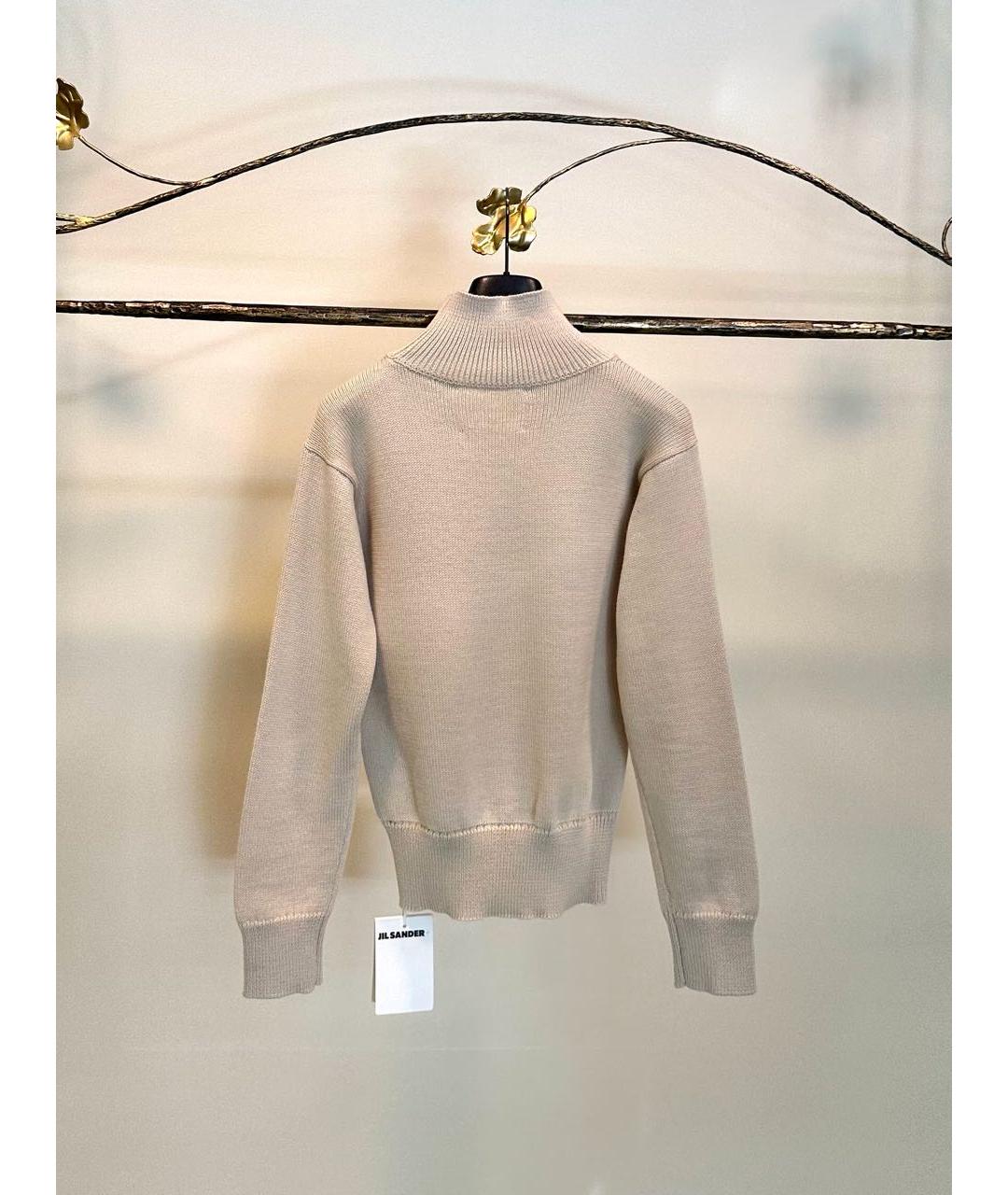 JIL SANDER Бежевый шерстяной джемпер / свитер, фото 3