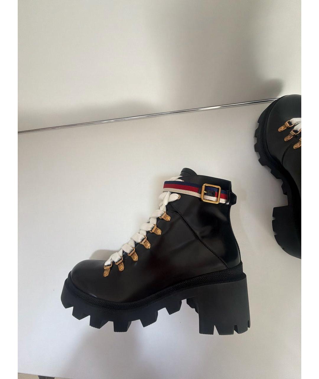 GUCCI Черные кожаные ботинки, фото 4