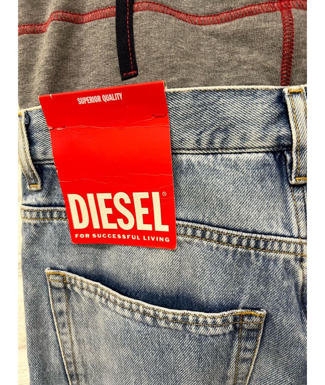 DIESEL Синие хлопковые прямые джинсы, фото 4