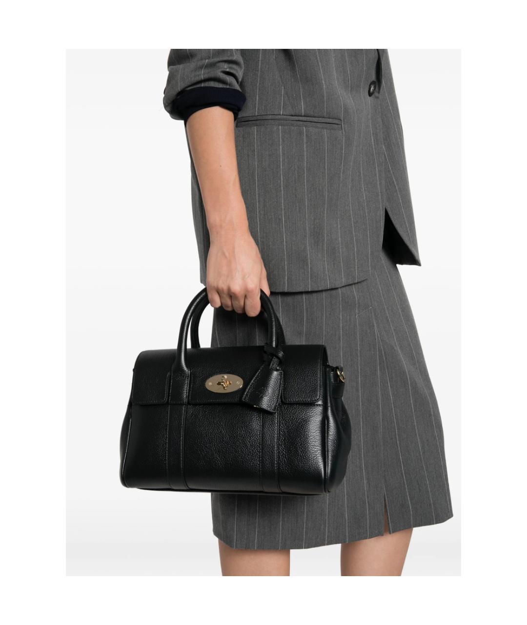 MULBERRY Черная кожаная сумка тоут, фото 2
