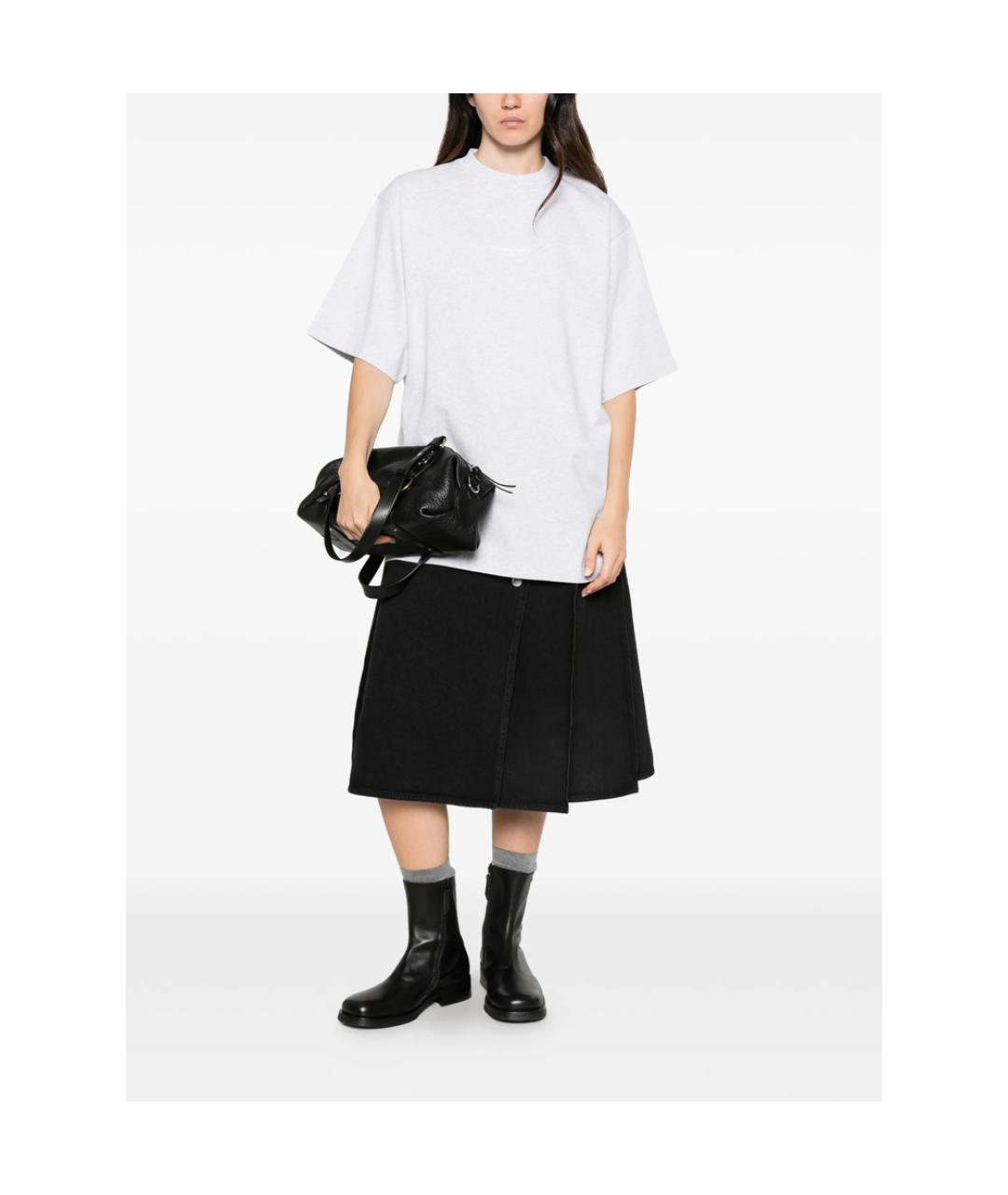 ALEXANDER WANG Серая хлопковая футболка, фото 2