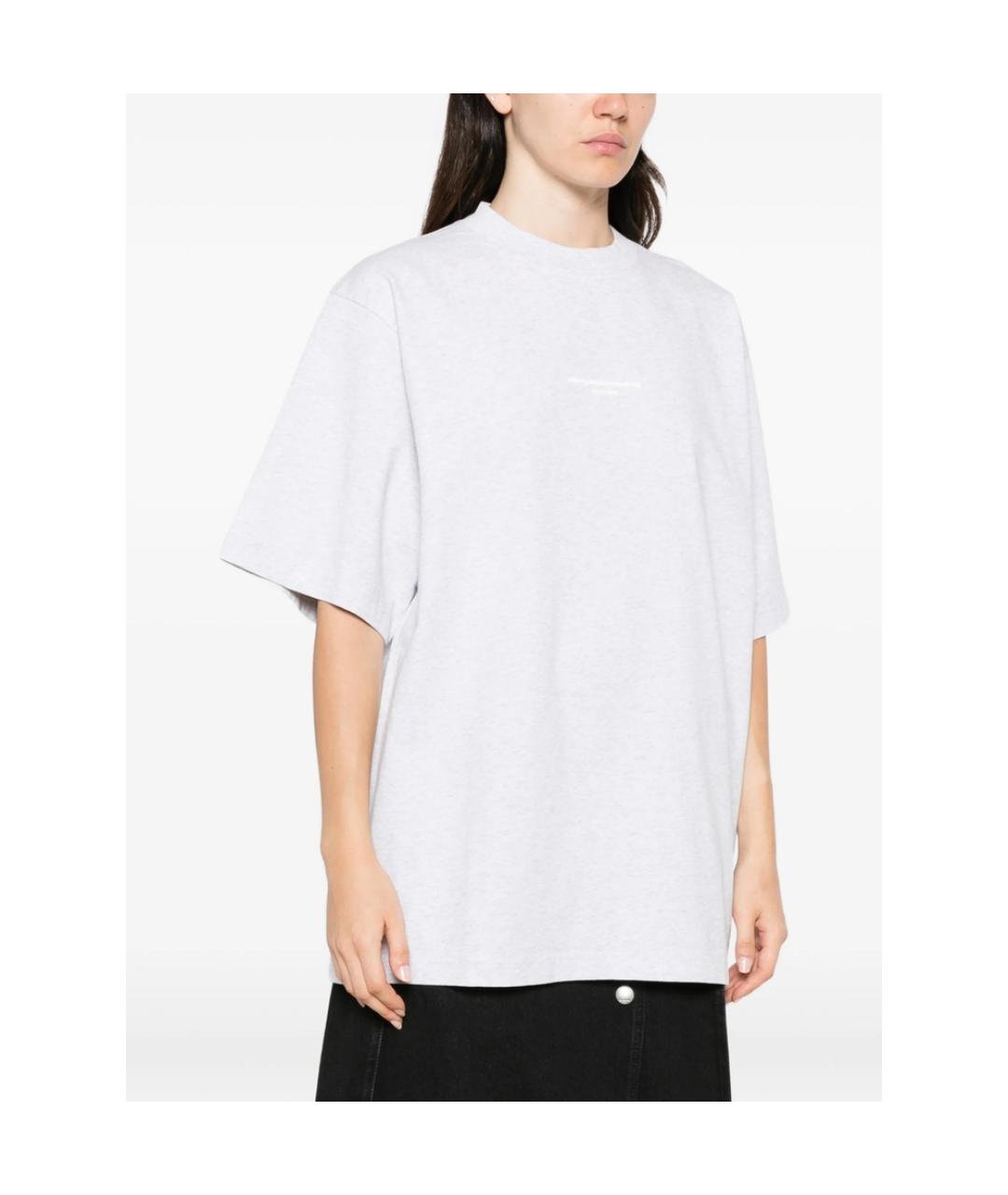 ALEXANDER WANG Серая хлопковая футболка, фото 3