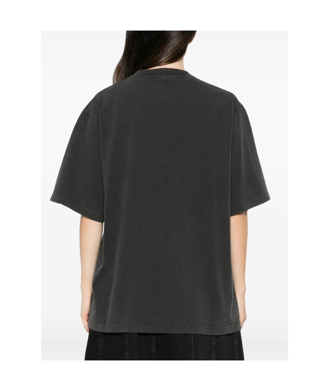 ALEXANDER WANG Серая хлопковая футболка, фото 5