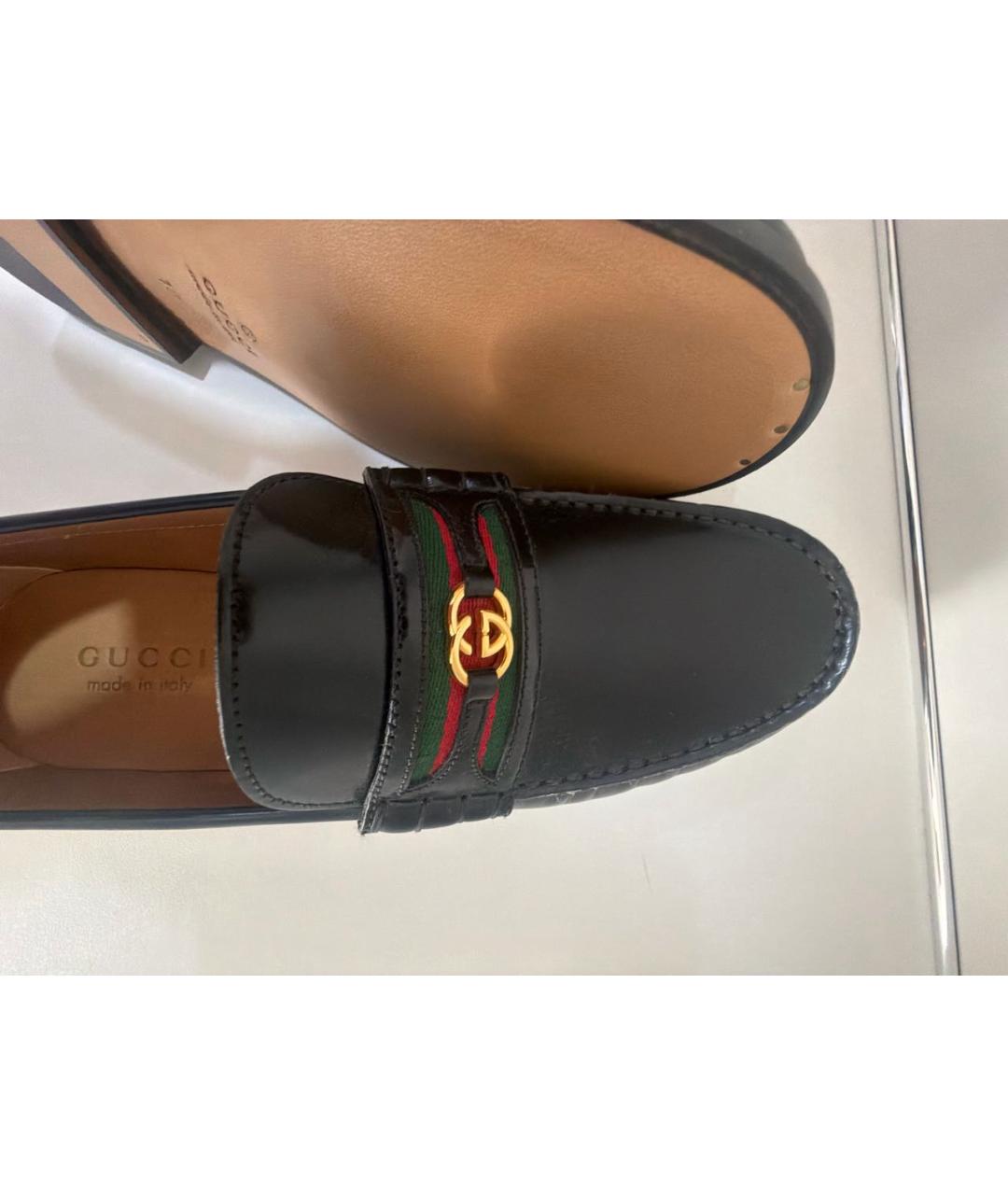 GUCCI Черные кожаные туфли, фото 6