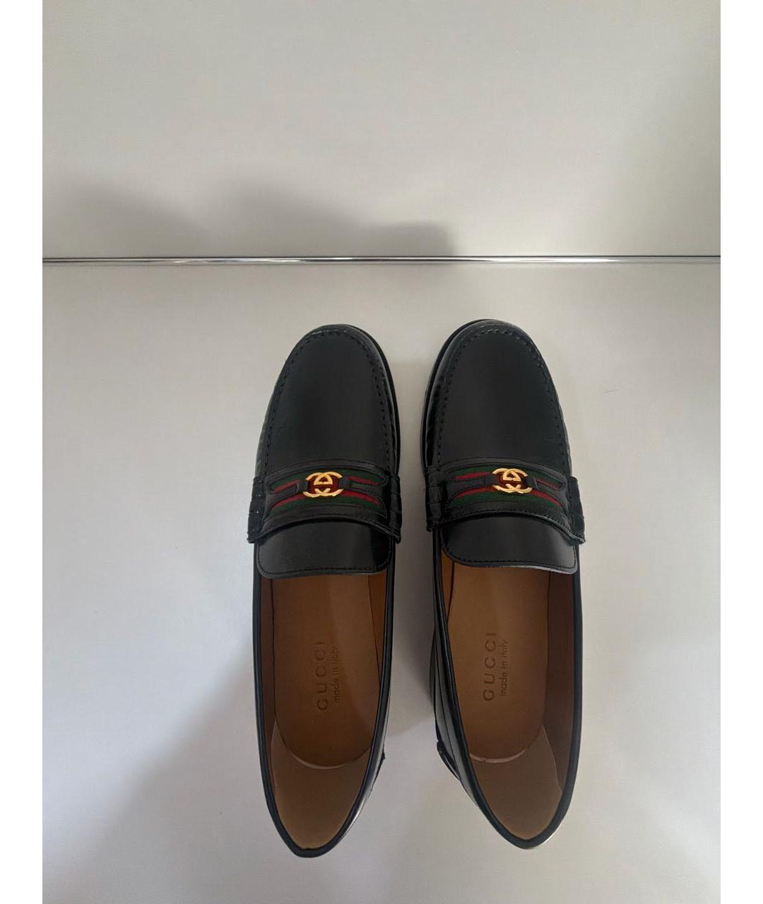 GUCCI Черные кожаные туфли, фото 3