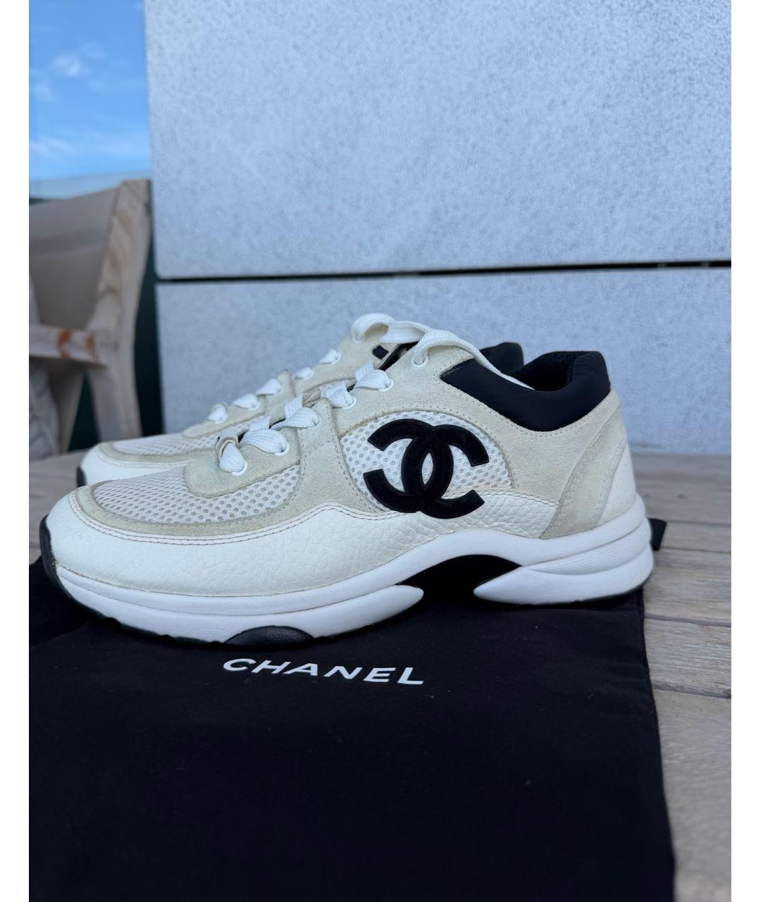 CHANEL Белые кожаные кроссовки, фото 9