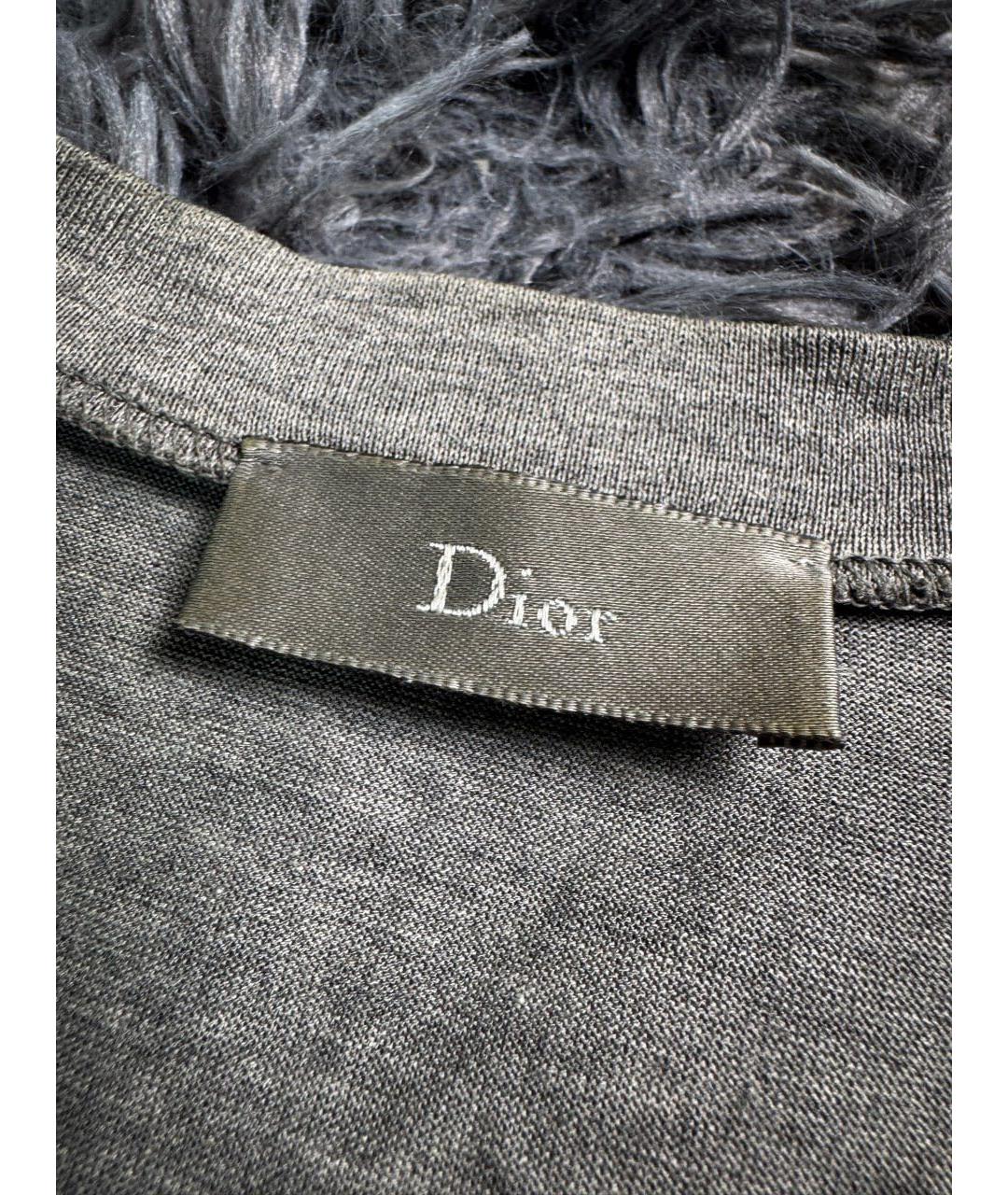 CHRISTIAN DIOR Серая хлопковая футболка, фото 6