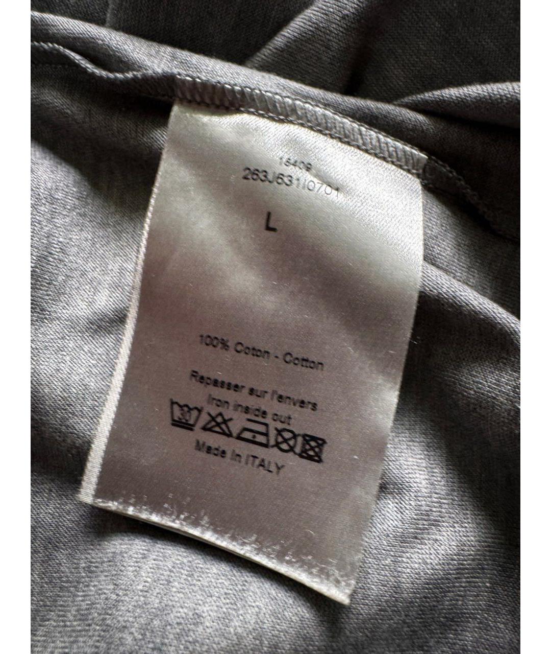 CHRISTIAN DIOR Серая хлопковая футболка, фото 7