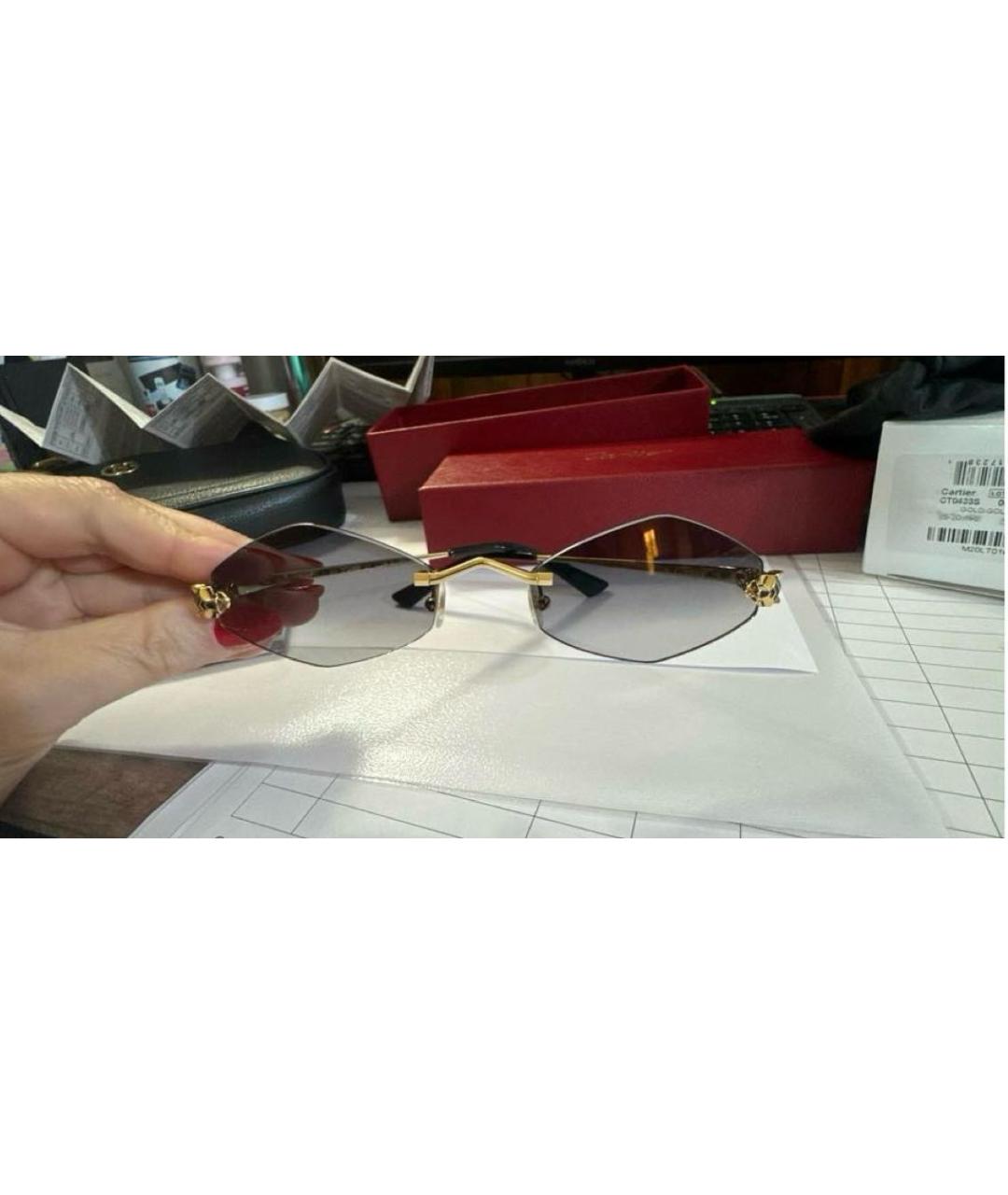 CARTIER Золотые металлические солнцезащитные очки, фото 2