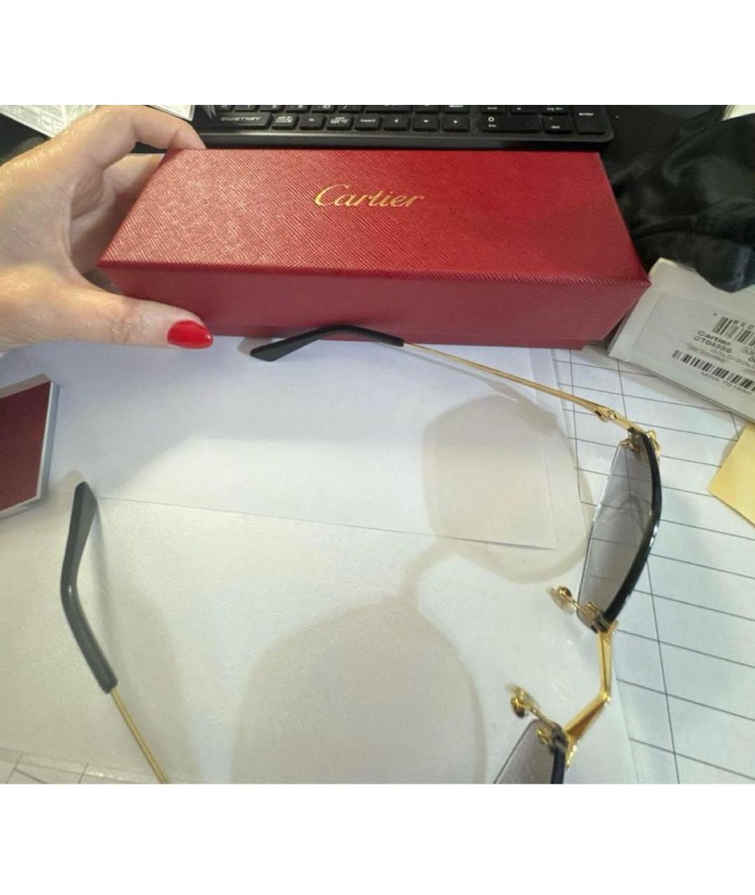 CARTIER Золотые металлические солнцезащитные очки, фото 4