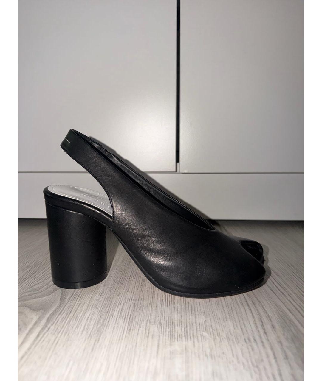 MM6 MAISON MARGIELA Черные кожаные босоножки, фото 6