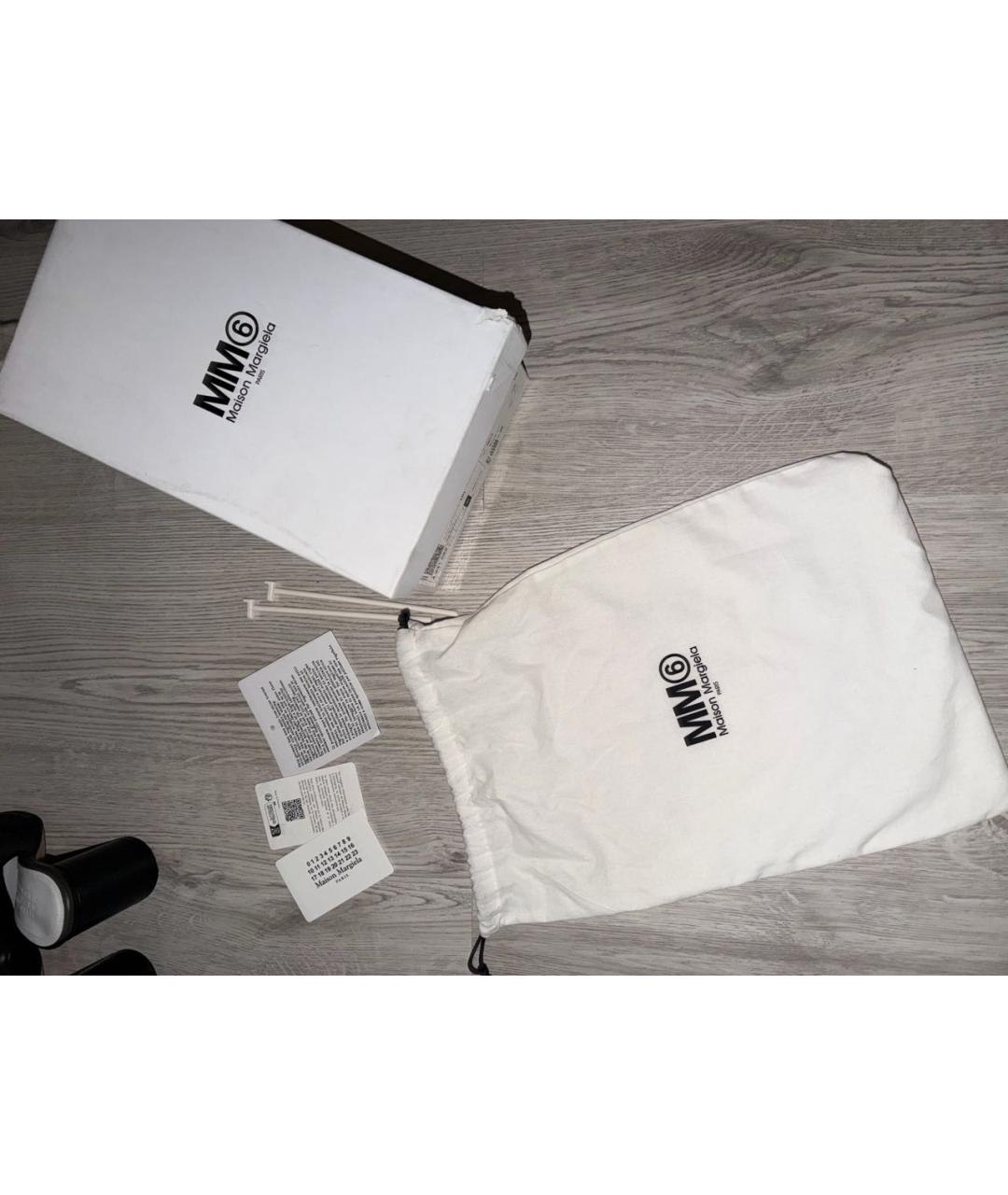 MM6 MAISON MARGIELA Черные кожаные босоножки, фото 5