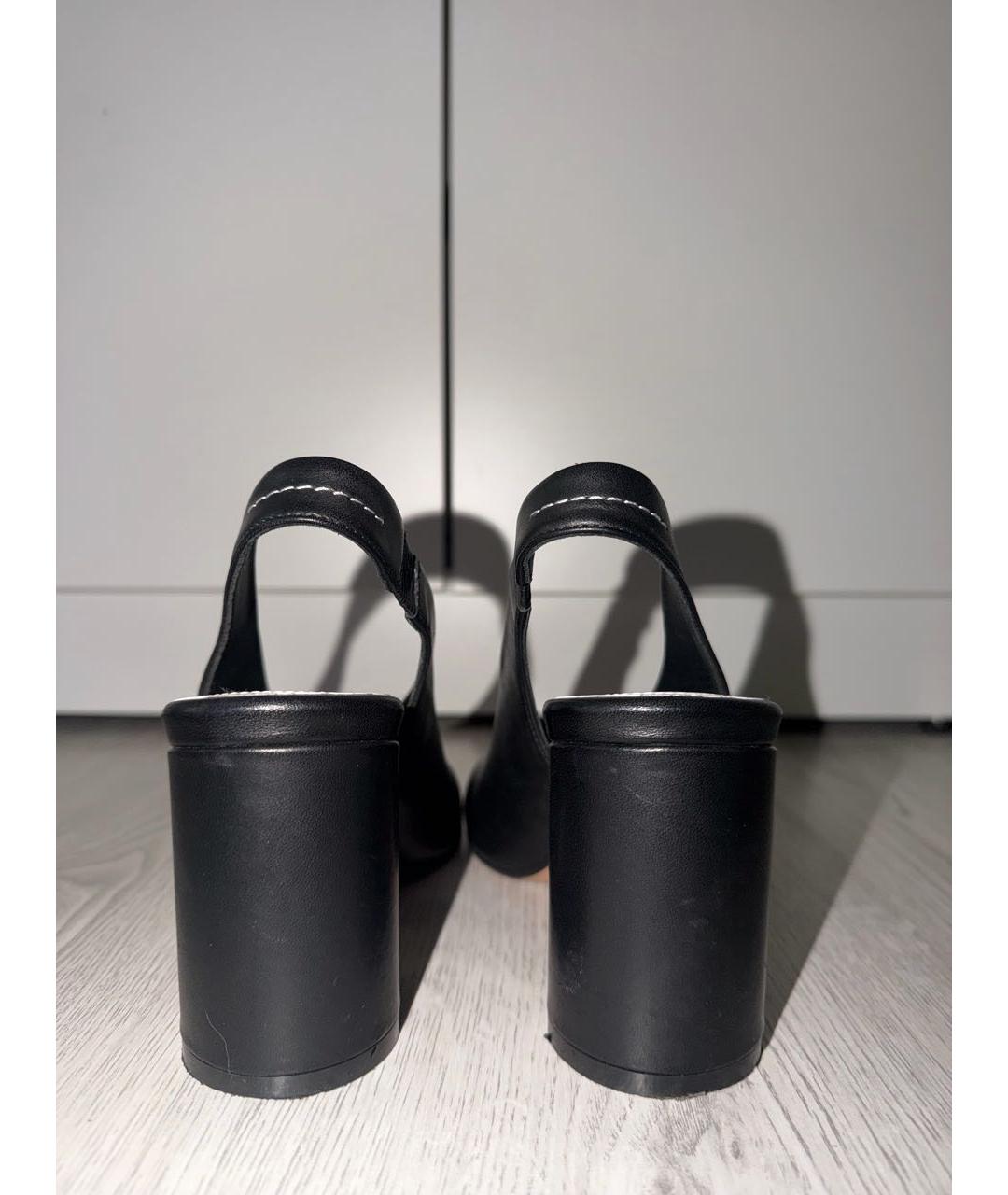 MM6 MAISON MARGIELA Черные кожаные босоножки, фото 4