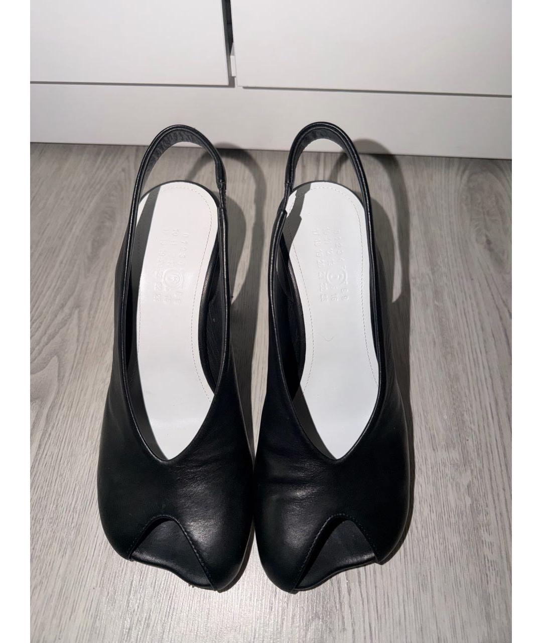 MM6 MAISON MARGIELA Черные кожаные босоножки, фото 2