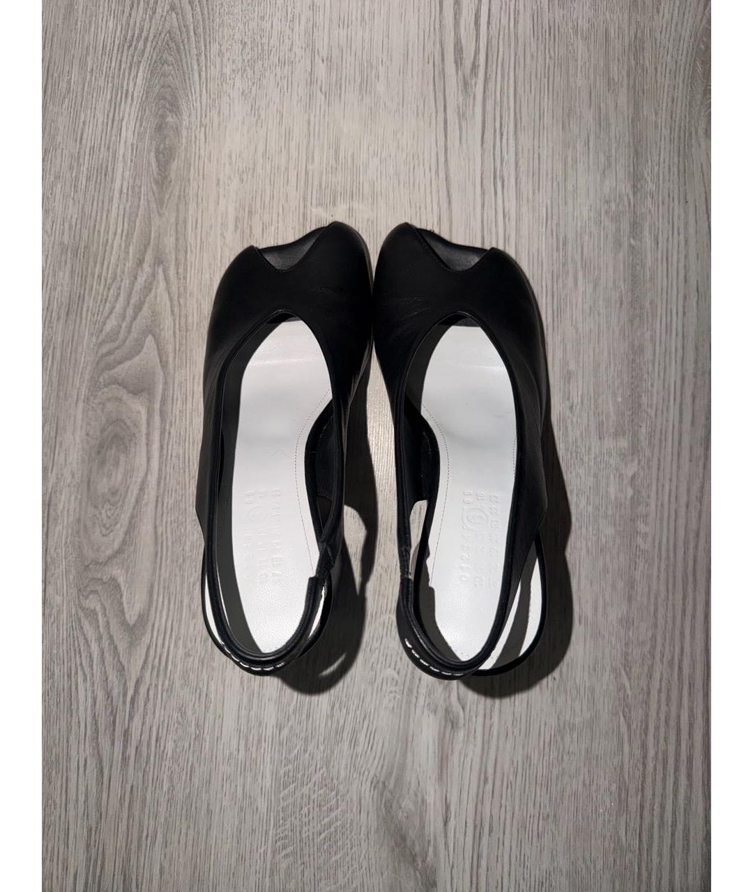 MM6 MAISON MARGIELA Черные кожаные босоножки, фото 3