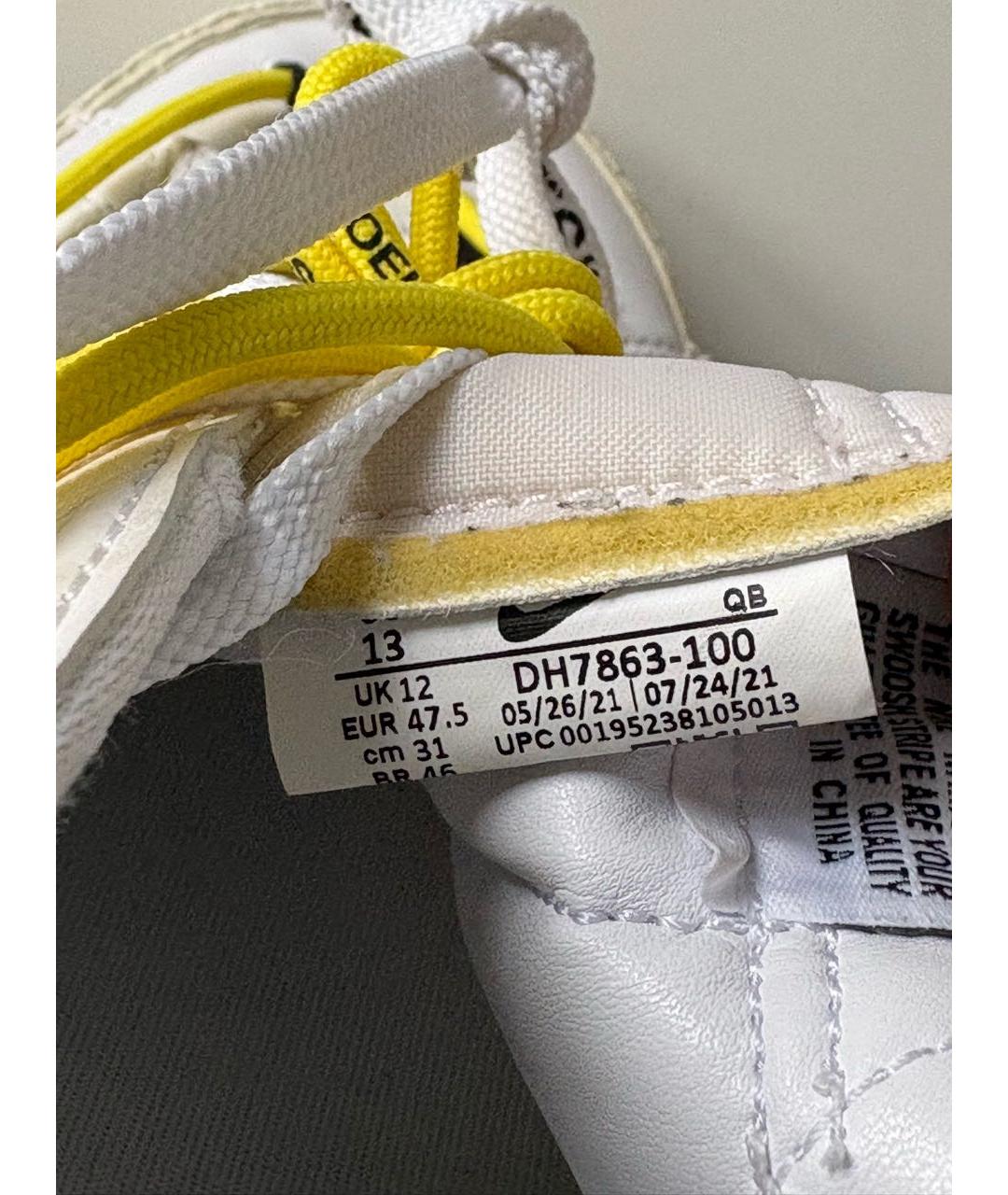 NIKE X OFF-WHITE Белые кожаные низкие кроссовки / кеды, фото 8