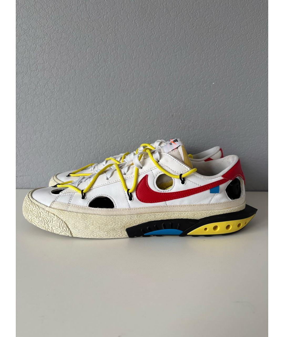 NIKE X OFF-WHITE Белые кожаные низкие кроссовки / кеды, фото 3