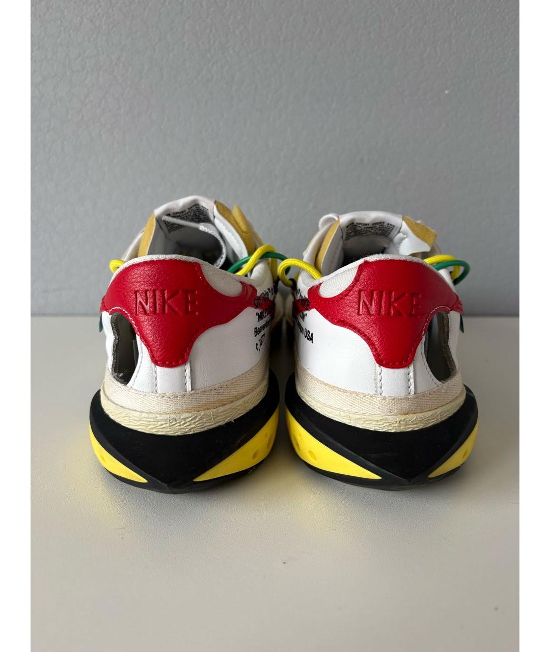 NIKE X OFF-WHITE Белые кожаные низкие кроссовки / кеды, фото 5