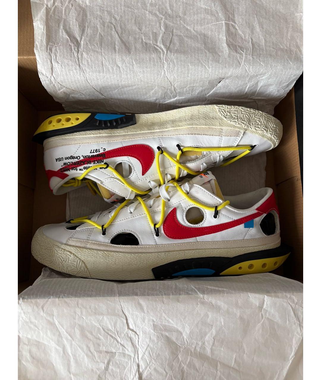 NIKE X OFF-WHITE Белые кожаные низкие кроссовки / кеды, фото 2