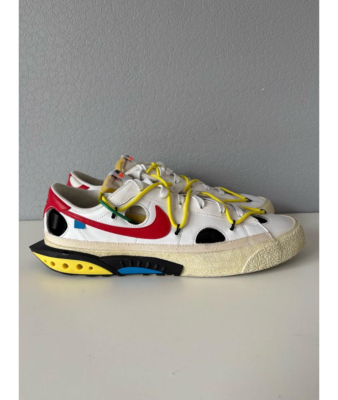 NIKE X OFF-WHITE Белые кожаные низкие кроссовки / кеды, фото 4