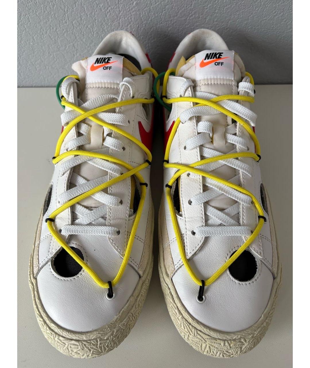 NIKE X OFF-WHITE Белые кожаные низкие кроссовки / кеды, фото 6