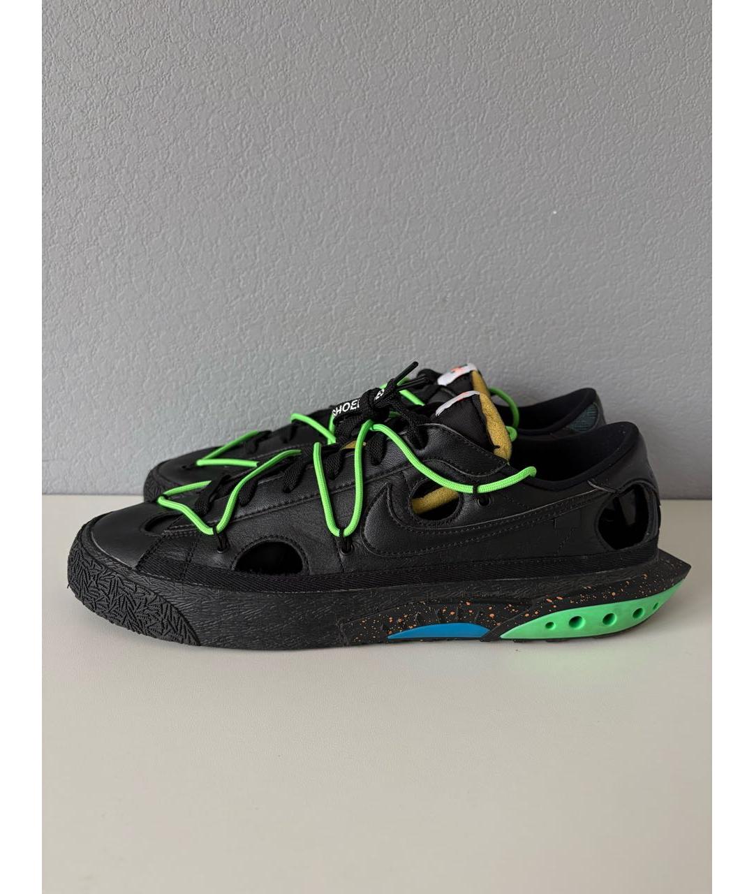 NIKE X OFF-WHITE Черные кожаные низкие кроссовки / кеды, фото 3