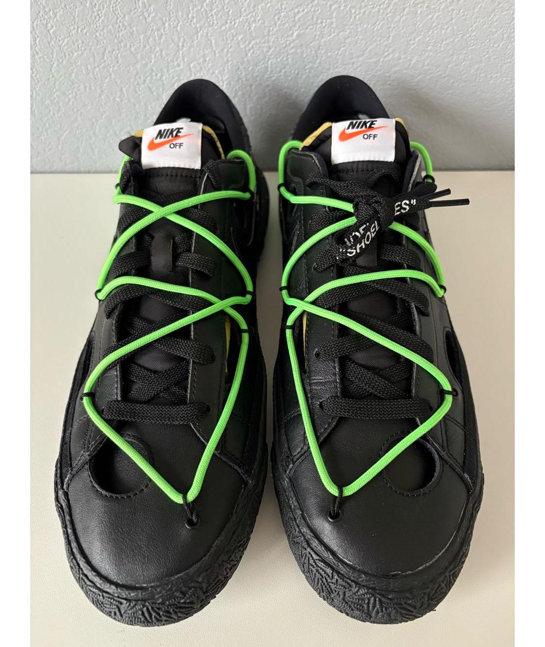 NIKE X OFF-WHITE Черные кожаные низкие кроссовки / кеды, фото 5