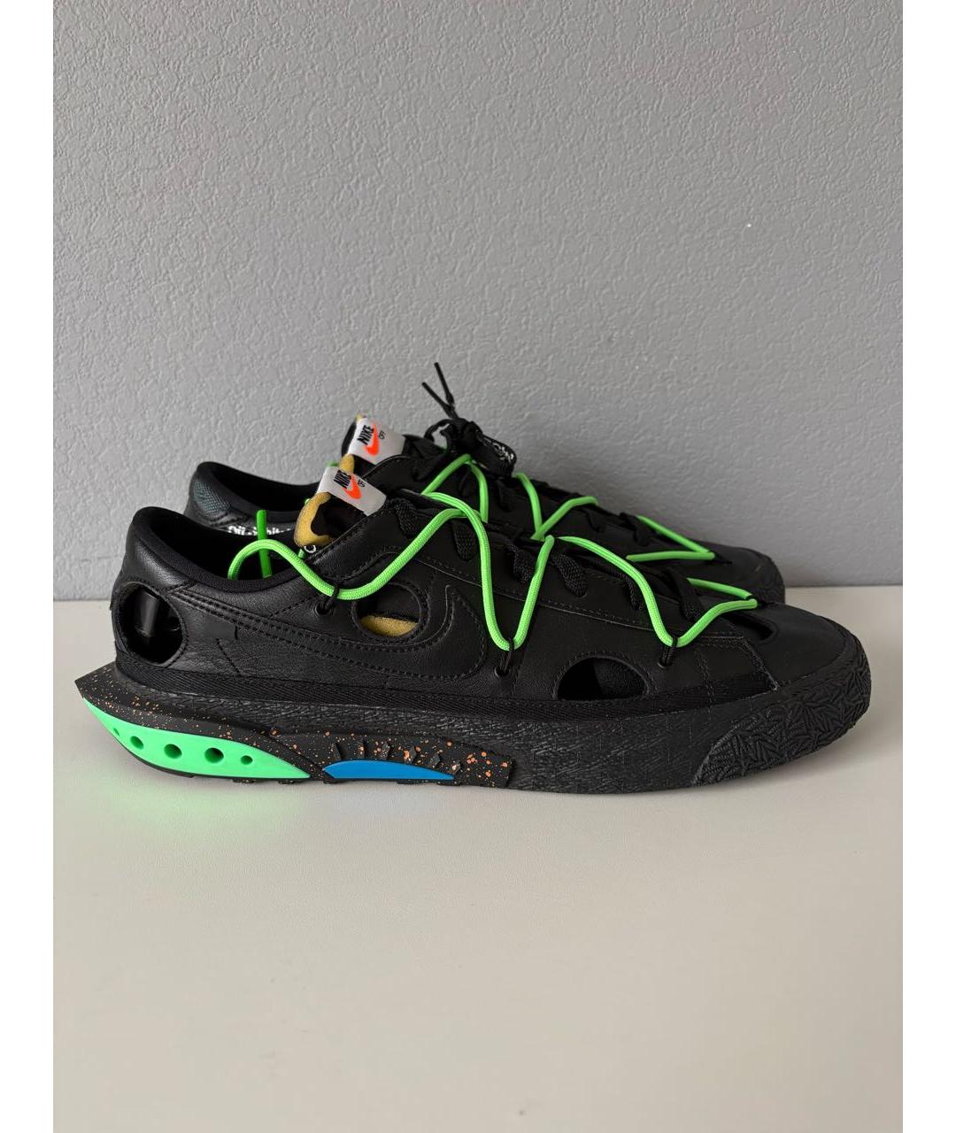 NIKE X OFF-WHITE Черные кожаные низкие кроссовки / кеды, фото 4