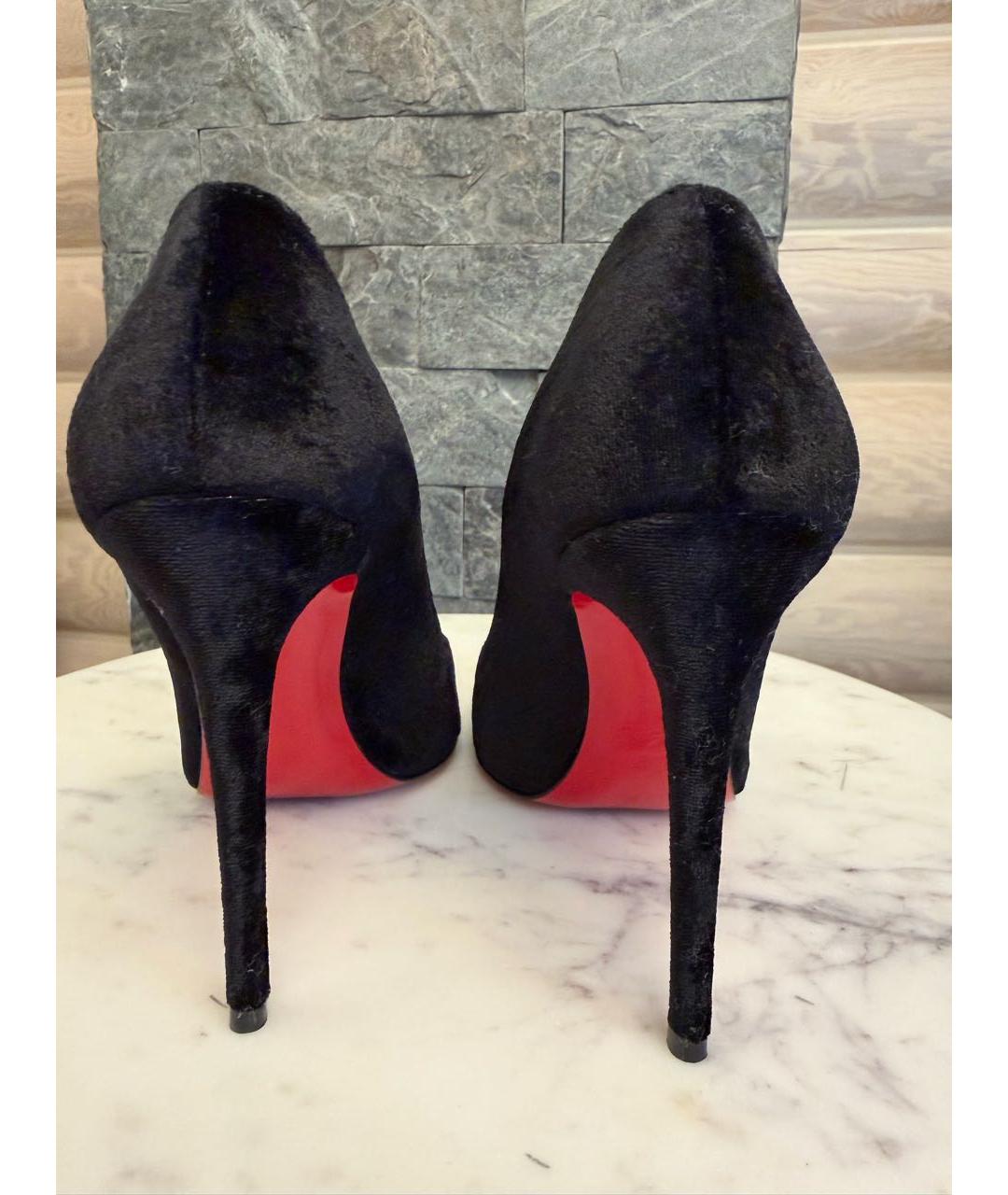 CHRISTIAN LOUBOUTIN Черные текстильные туфли, фото 4