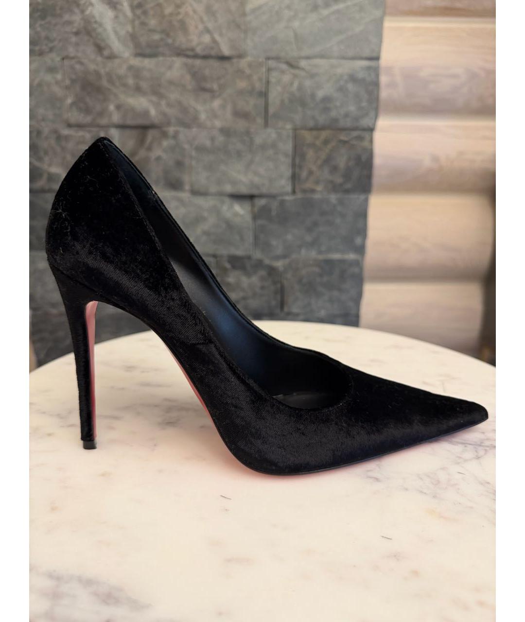 CHRISTIAN LOUBOUTIN Черные текстильные туфли, фото 5