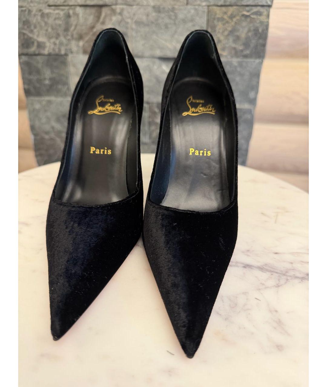 CHRISTIAN LOUBOUTIN Черные текстильные туфли, фото 2