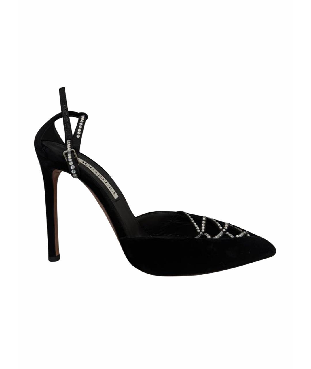 AQUAZZURA Черные бархатные туфли, фото 1