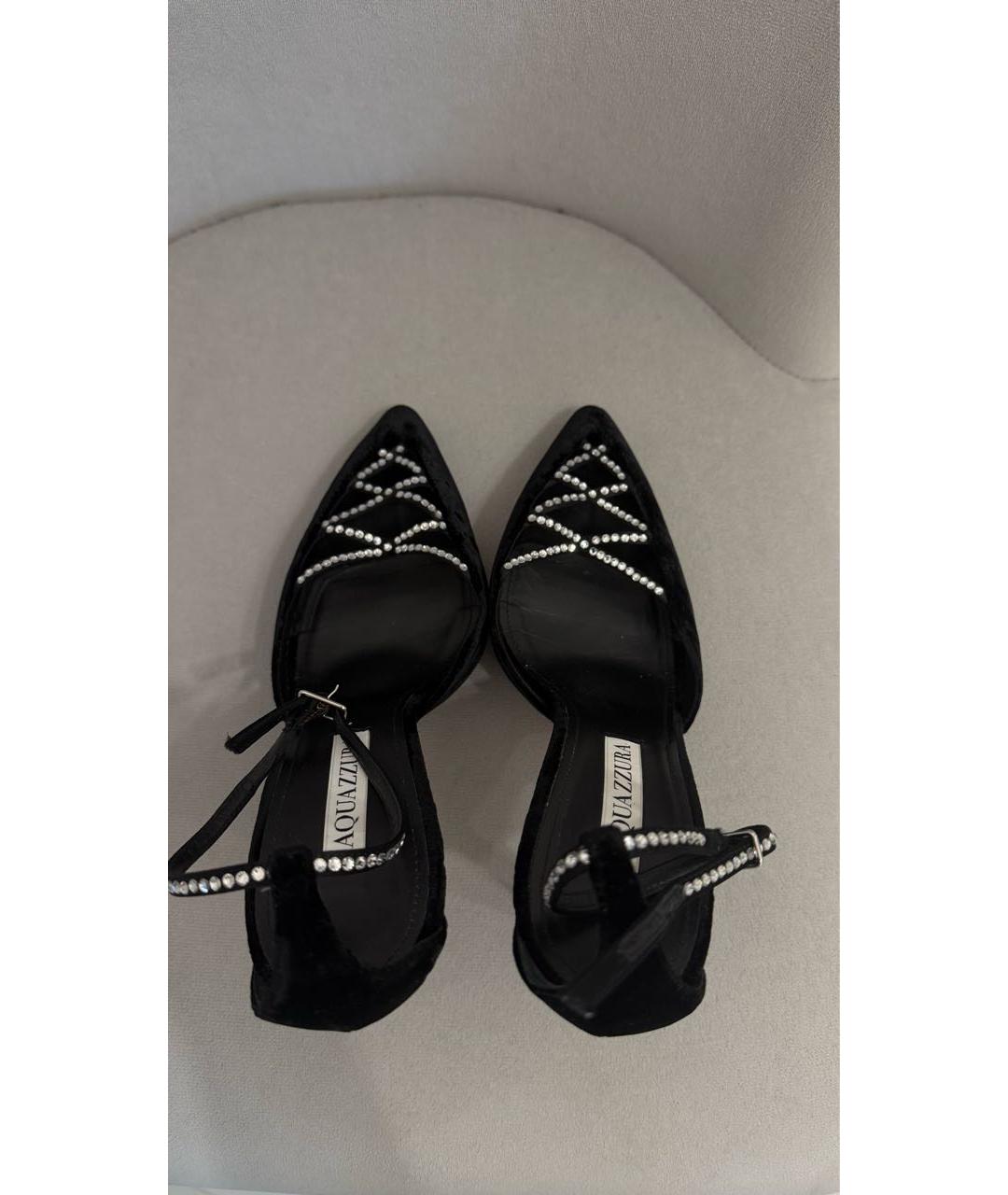 AQUAZZURA Черные бархатные туфли, фото 4