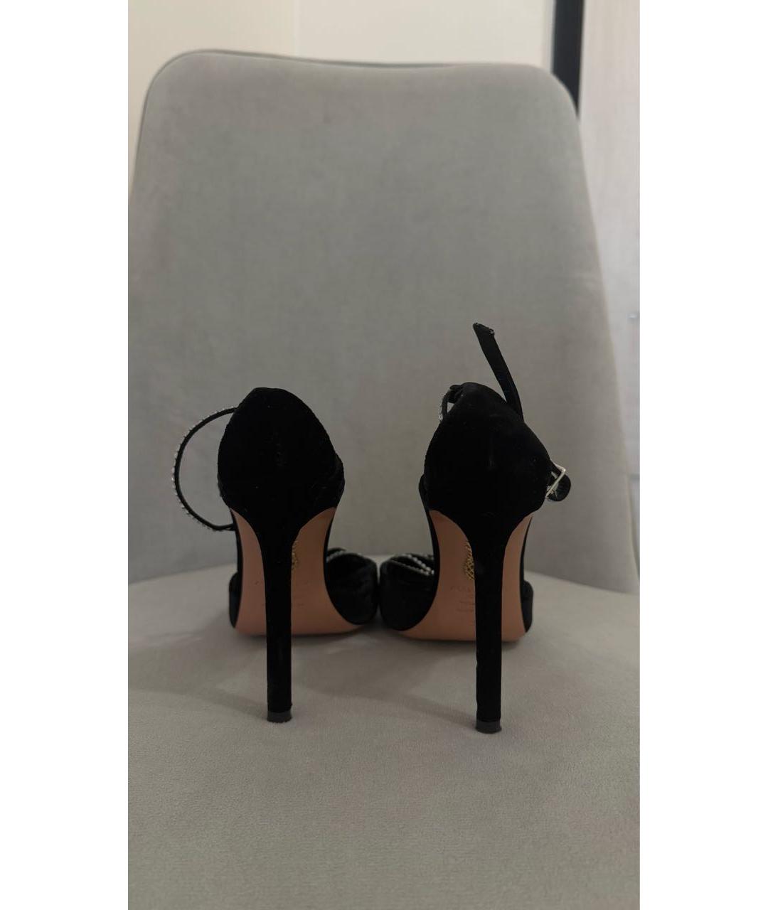 AQUAZZURA Черные бархатные туфли, фото 5