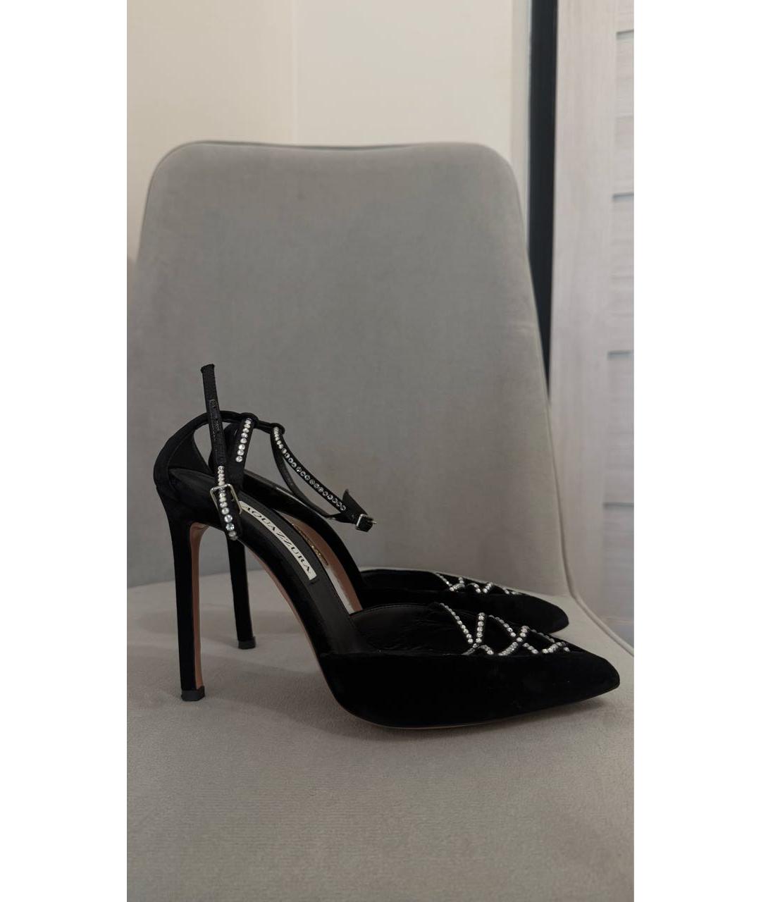 AQUAZZURA Черные бархатные туфли, фото 8