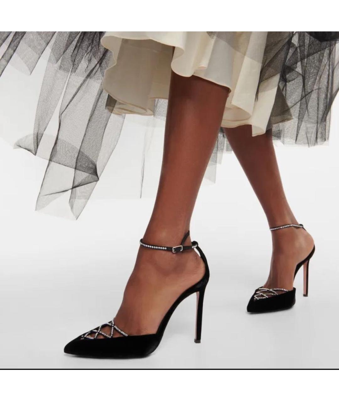 AQUAZZURA Черные бархатные туфли, фото 2