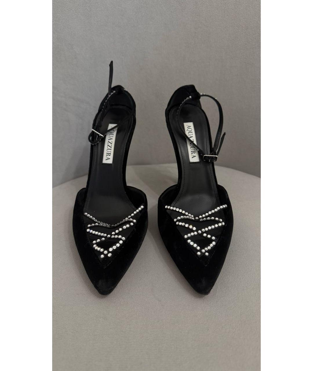 AQUAZZURA Черные бархатные туфли, фото 3