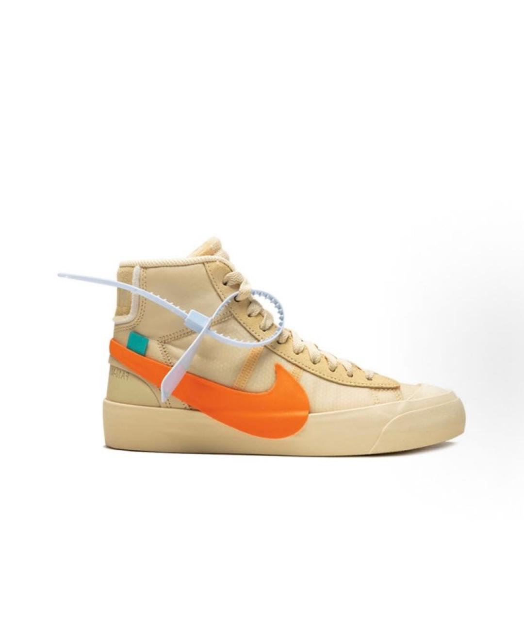 NIKE X OFF-WHITE Бежевые текстильные высокие кроссовки / кеды, фото 9