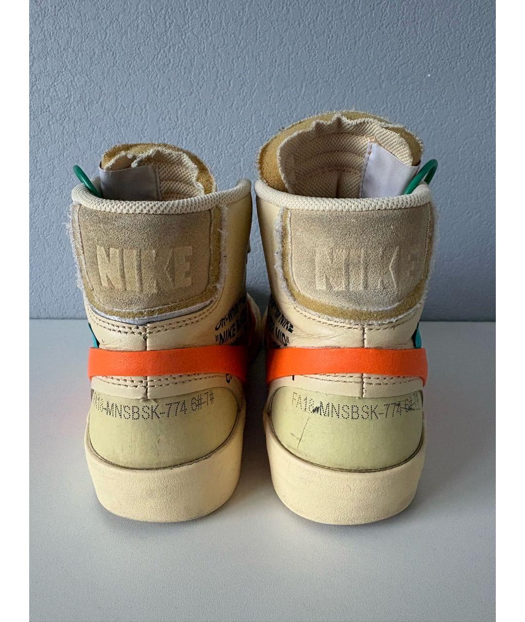 NIKE X OFF-WHITE Бежевые текстильные высокие кроссовки / кеды, фото 6