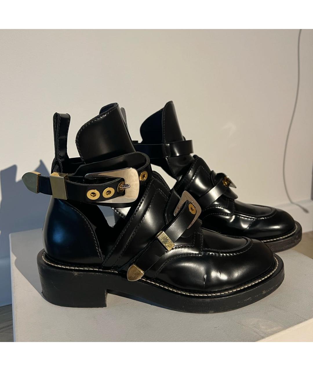 BALENCIAGA Черные кожаные ботинки, фото 9