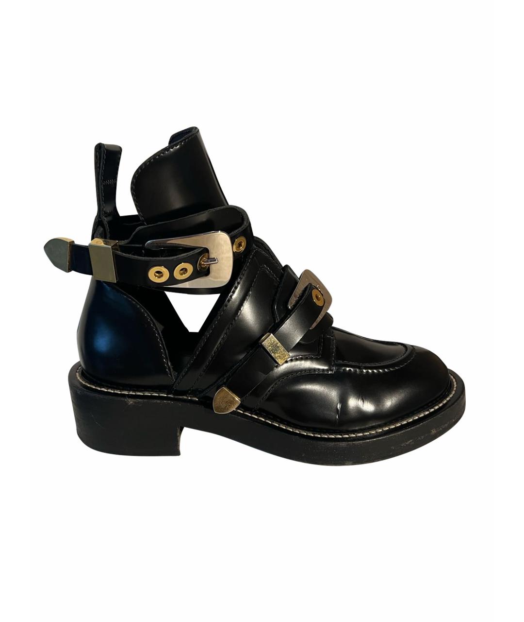 BALENCIAGA Черные кожаные ботинки, фото 1