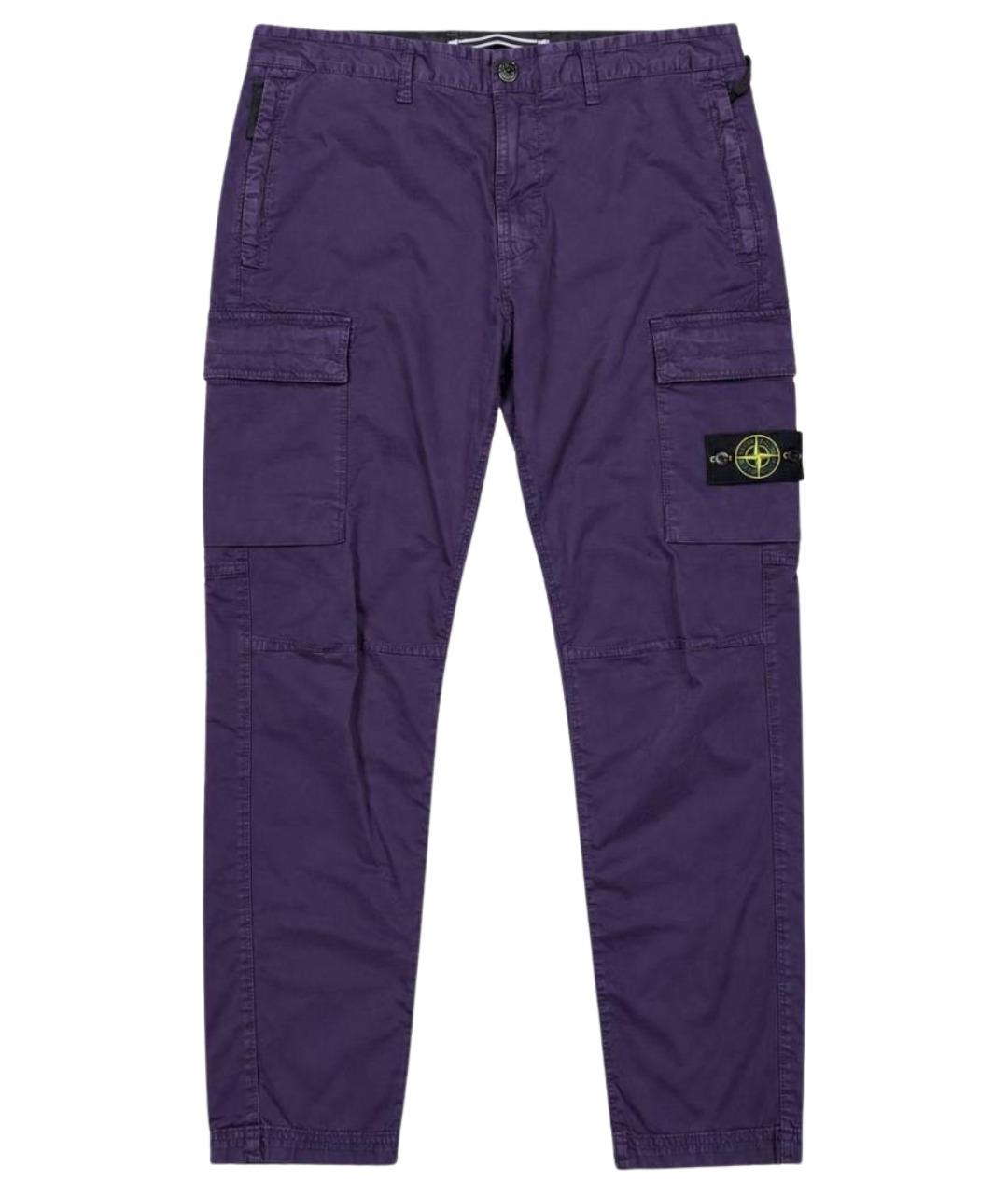 STONE ISLAND Фиолетовые хлопко-эластановые повседневные брюки, фото 1