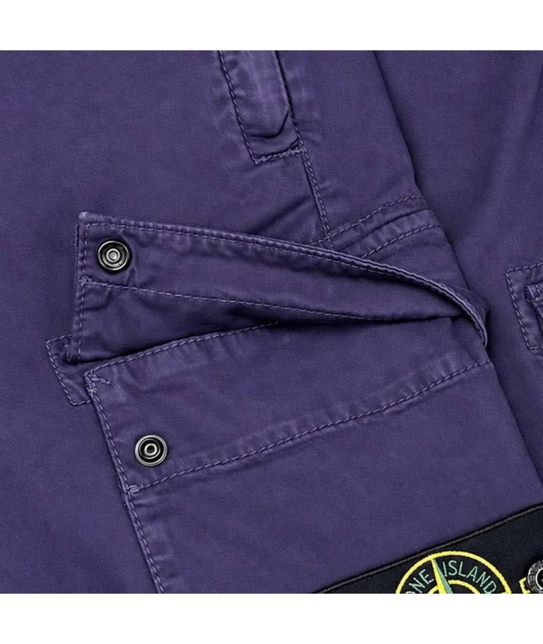 STONE ISLAND Фиолетовые хлопко-эластановые повседневные брюки, фото 4