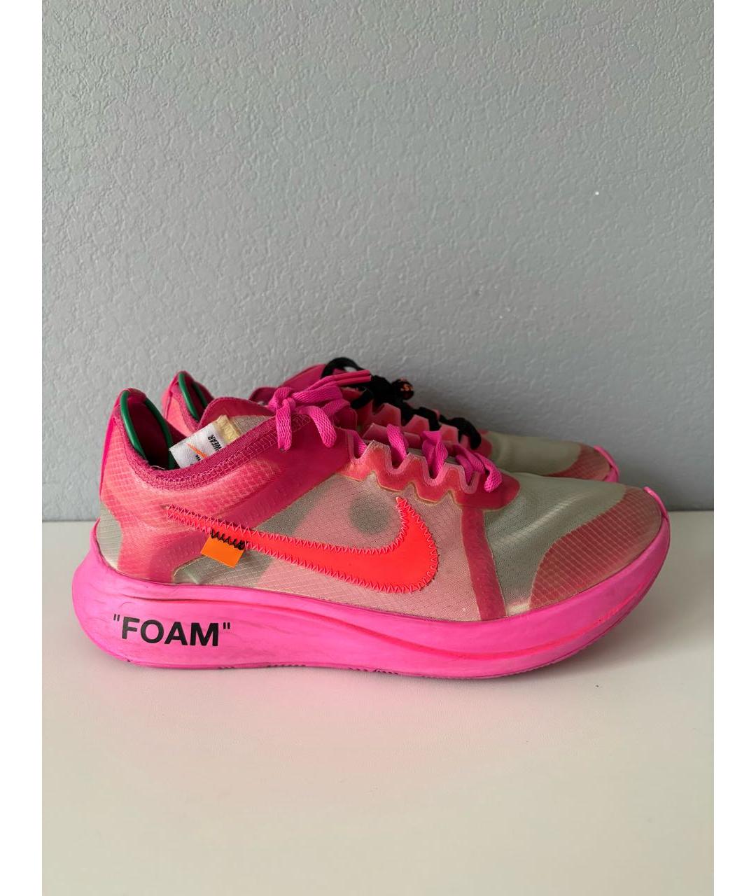NIKE X OFF-WHITE Фуксия текстильные низкие кроссовки / кеды, фото 4