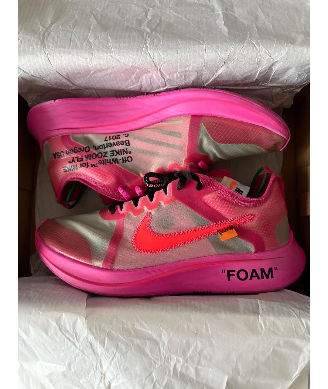 NIKE X OFF-WHITE Фуксия текстильные низкие кроссовки / кеды, фото 2