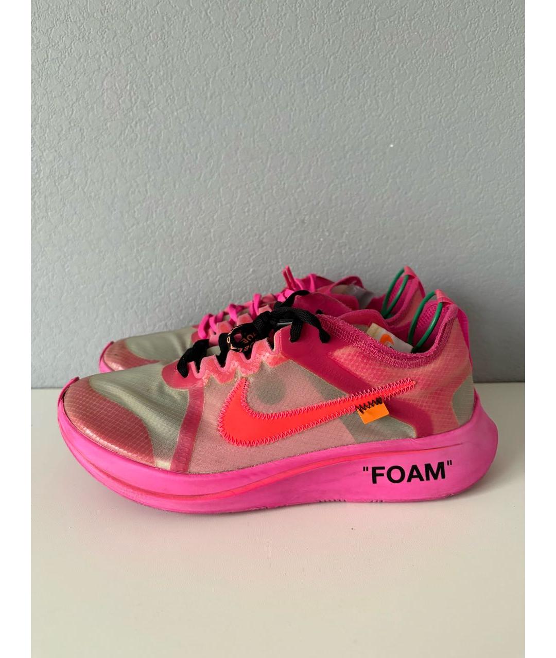 NIKE X OFF-WHITE Фуксия текстильные низкие кроссовки / кеды, фото 3